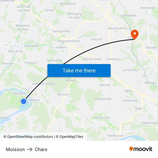 Moisson to Chars map
