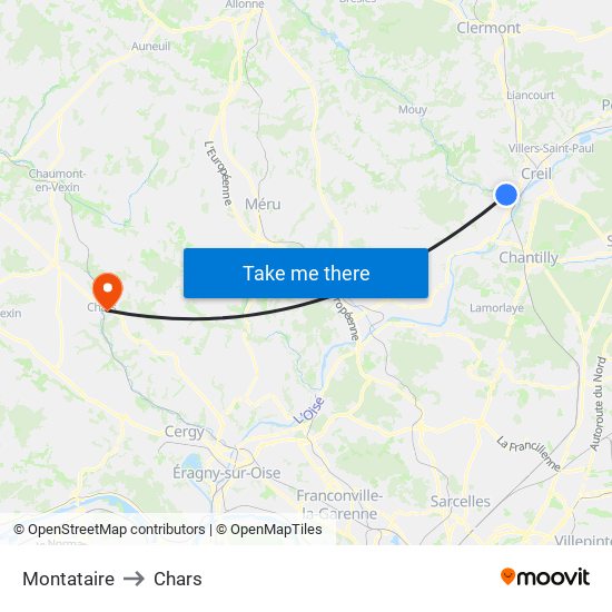 Montataire to Chars map