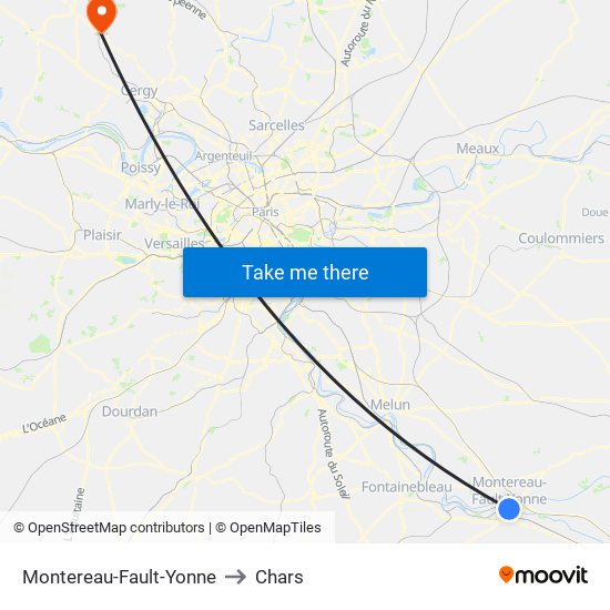 Montereau-Fault-Yonne to Chars map