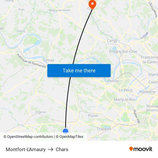 Montfort-L'Amaury to Chars map