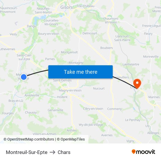 Montreuil-Sur-Epte to Chars map