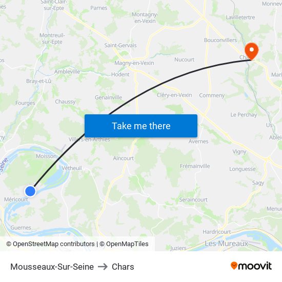 Mousseaux-Sur-Seine to Chars map