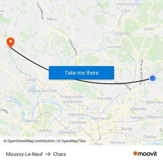 Moussy-Le-Neuf to Chars map