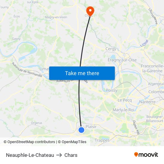 Neauphle-Le-Chateau to Chars map