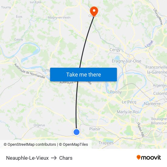 Neauphle-Le-Vieux to Chars map