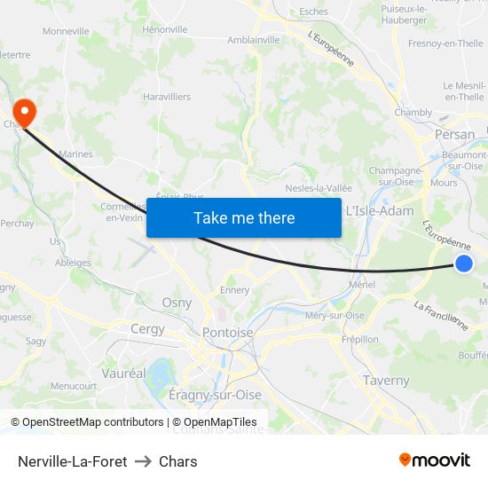 Nerville-La-Foret to Chars map