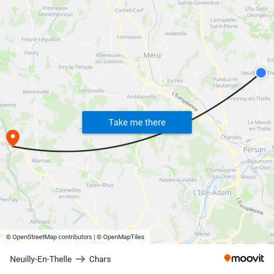 Neuilly-En-Thelle to Chars map