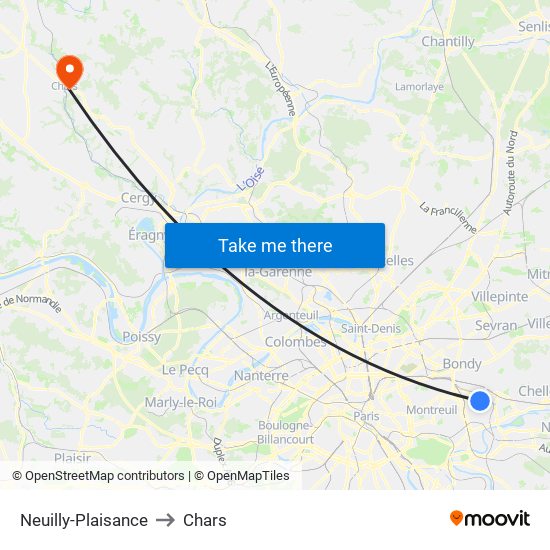 Neuilly-Plaisance to Chars map