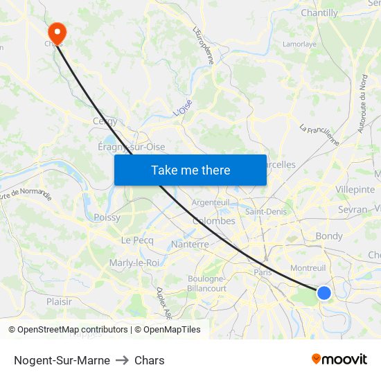 Nogent-Sur-Marne to Chars map