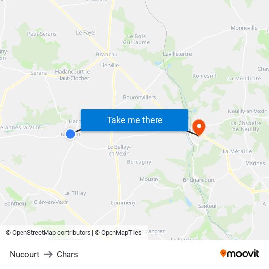 Nucourt to Chars map