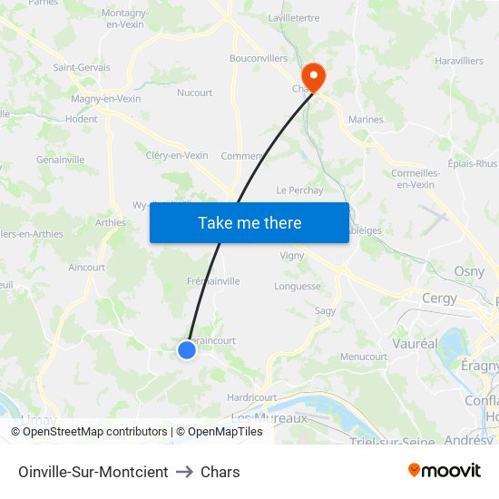 Oinville-Sur-Montcient to Chars map