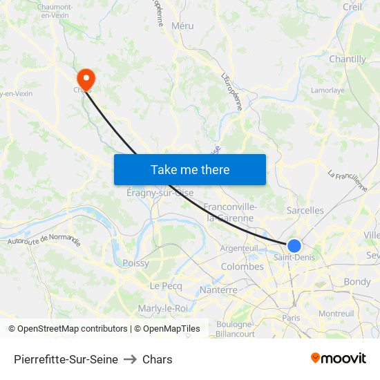 Pierrefitte-Sur-Seine to Chars map