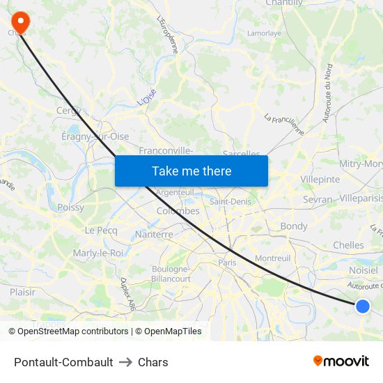 Pontault-Combault to Chars map