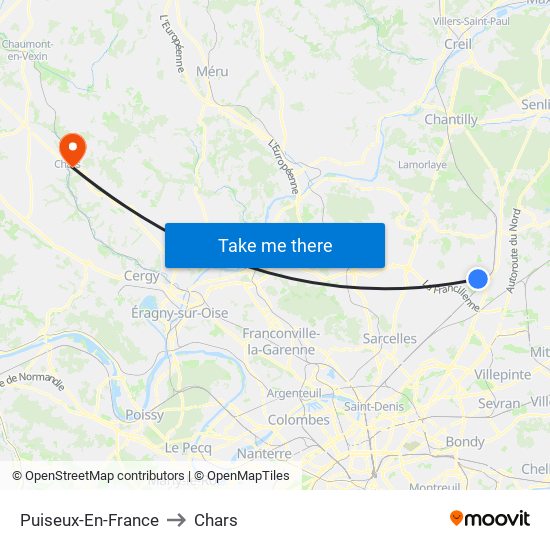 Puiseux-En-France to Chars map