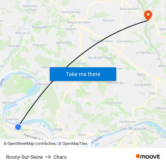 Rosny-Sur-Seine to Chars map