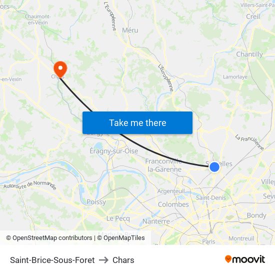 Saint-Brice-Sous-Foret to Chars map