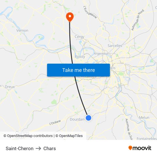 Saint-Cheron to Chars map