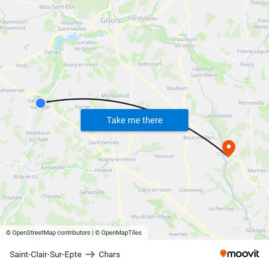 Saint-Clair-Sur-Epte to Chars map