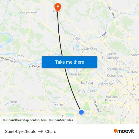 Saint-Cyr-L'Ecole to Chars map