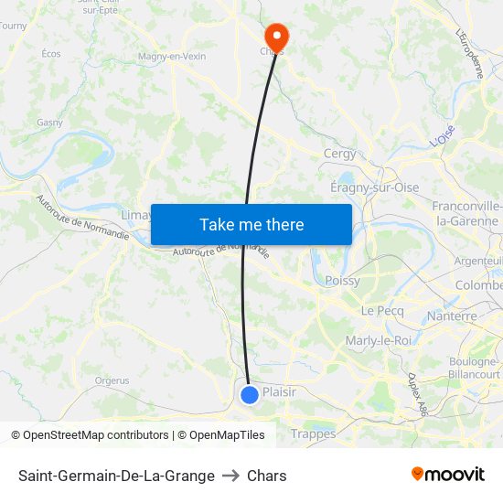 Saint-Germain-De-La-Grange to Chars map