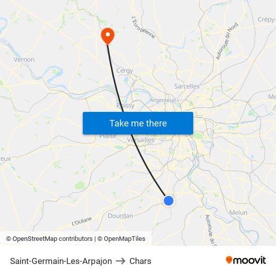 Saint-Germain-Les-Arpajon to Chars map