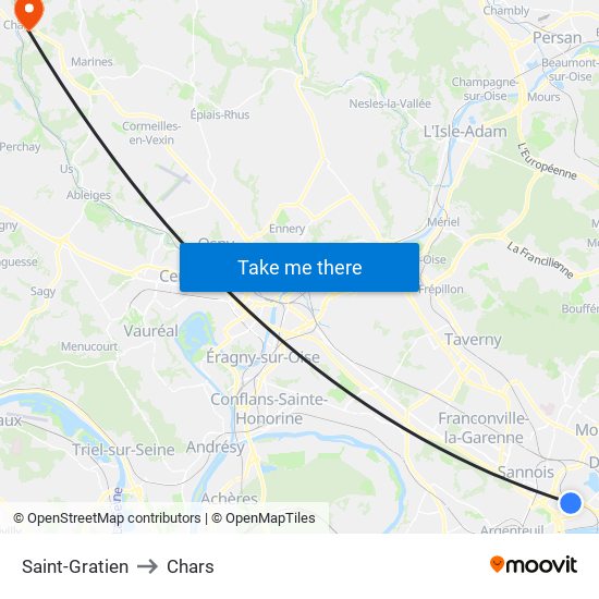 Saint-Gratien to Chars map
