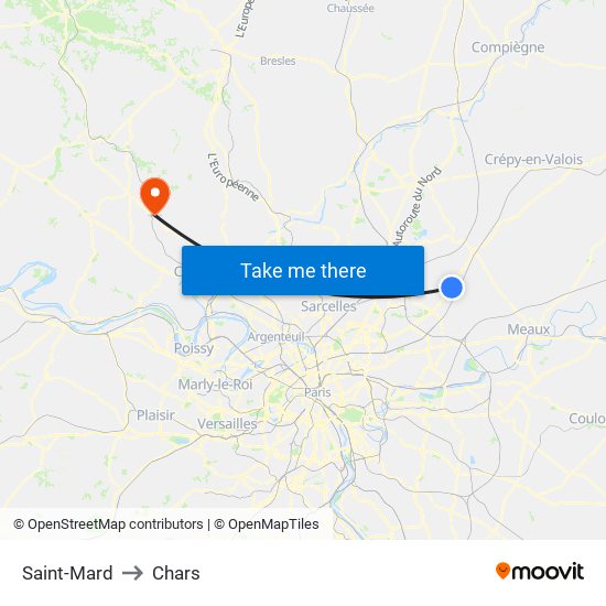 Saint-Mard to Chars map