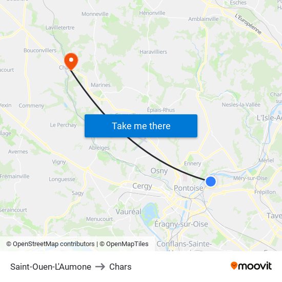 Saint-Ouen-L'Aumone to Chars map