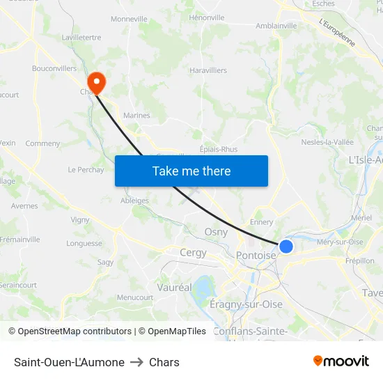 Saint-Ouen-L'Aumone to Chars map