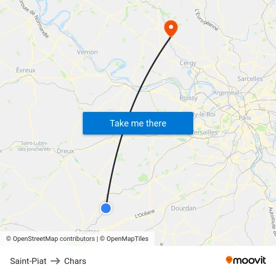 Saint-Piat to Chars map