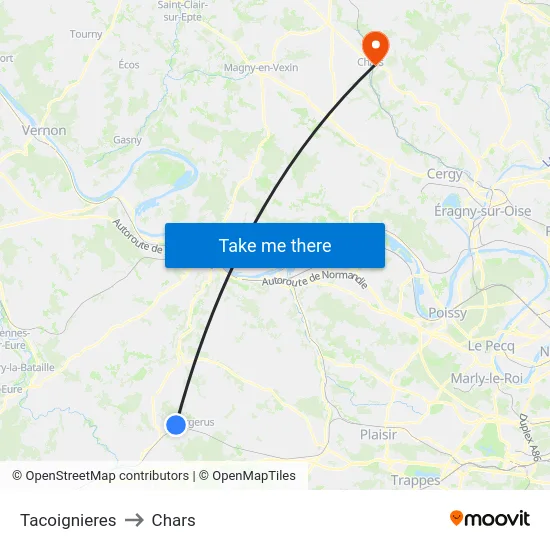 Tacoignieres to Chars map