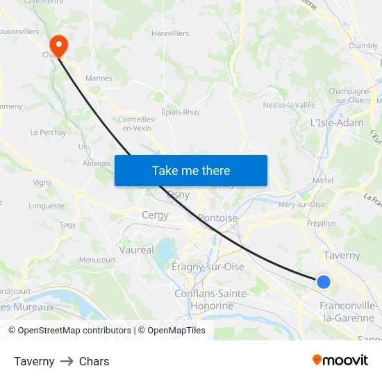 Taverny to Chars map