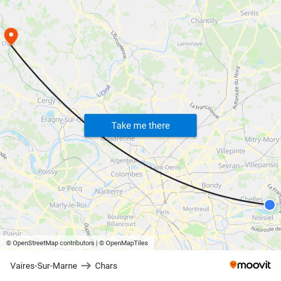 Vaires-Sur-Marne to Chars map