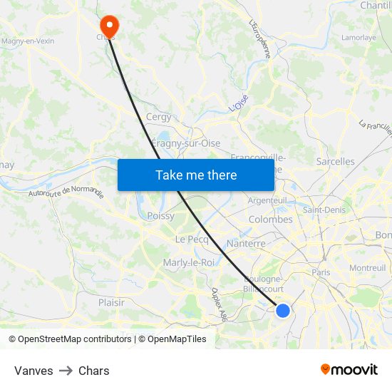 Vanves to Chars map
