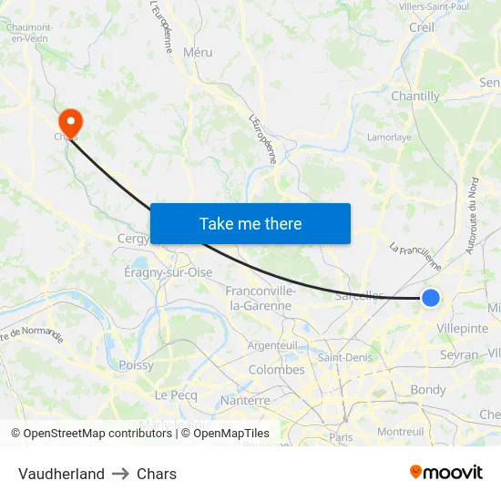 Vaudherland to Chars map