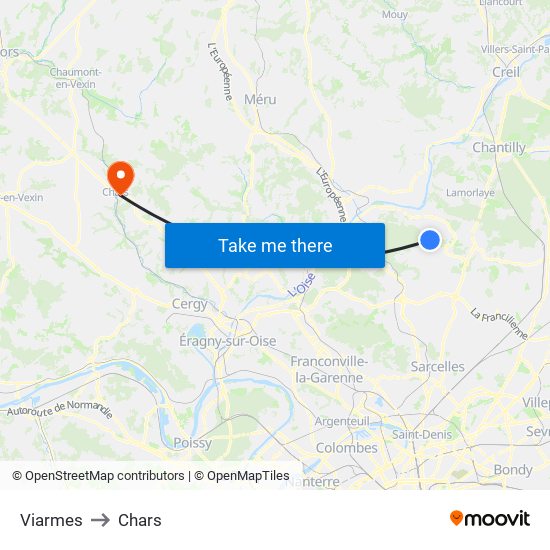 Viarmes to Chars map