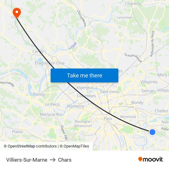 Villiers-Sur-Marne to Chars map
