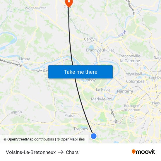 Voisins-Le-Bretonneux to Chars map