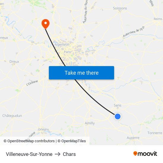 Villeneuve-Sur-Yonne to Chars map