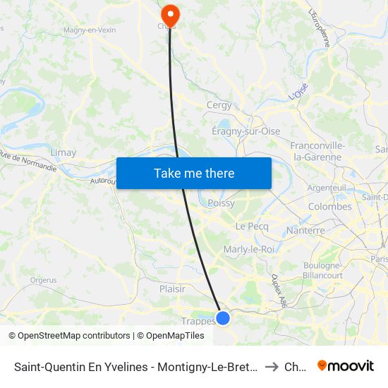 Saint-Quentin En Yvelines - Montigny-Le-Bretonneux to Chars map