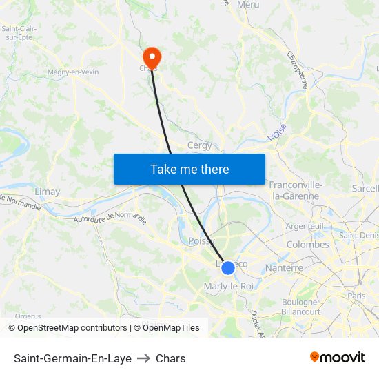 Saint-Germain-En-Laye to Chars map