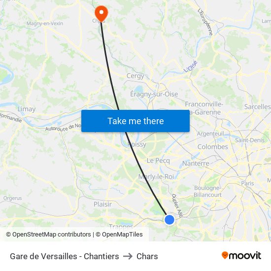 Gare de Versailles - Chantiers to Chars map