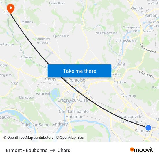 Ermont - Eaubonne to Chars map