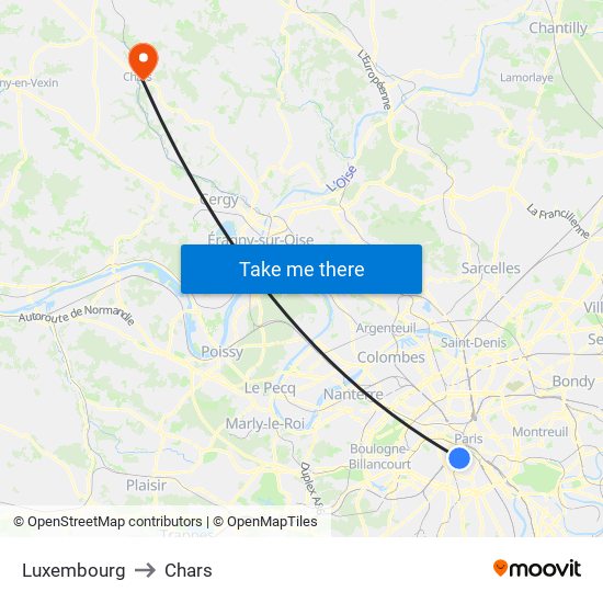 Luxembourg to Chars map