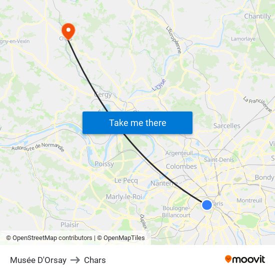 Musée D'Orsay to Chars map