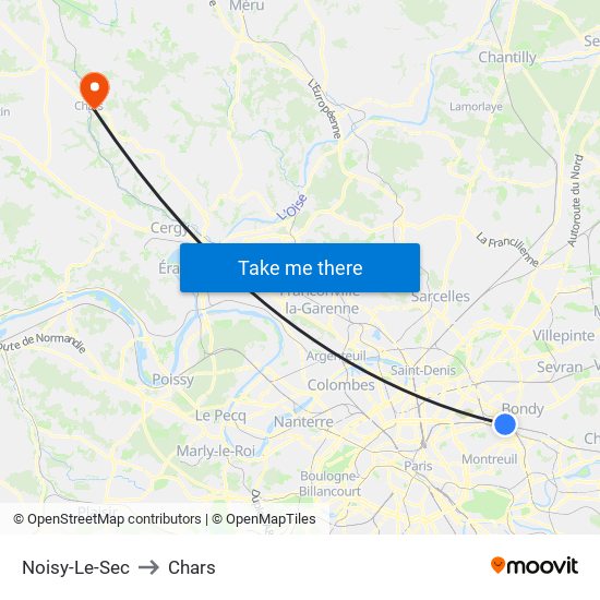 Noisy-Le-Sec to Chars map