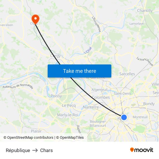 République to Chars map