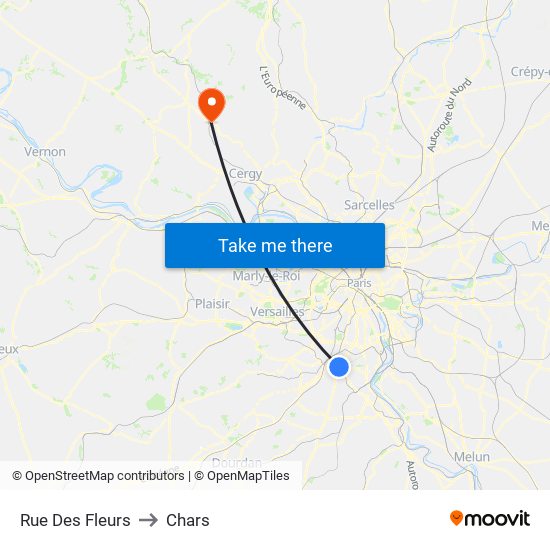 Rue Des Fleurs to Chars map