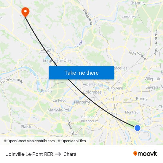 Joinville-Le-Pont RER to Chars map