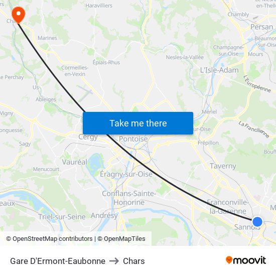 Gare D'Ermont-Eaubonne to Chars map